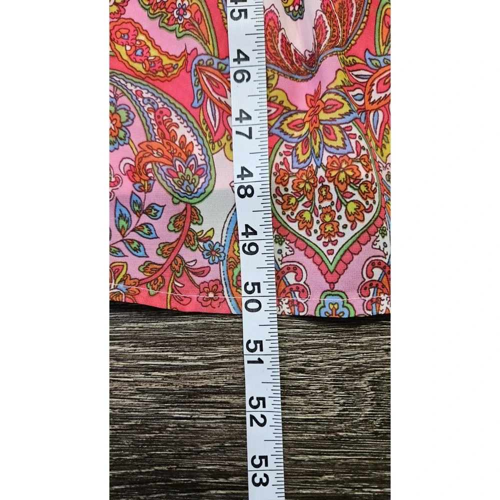 Harlow & Rose Pink Paisley Print Long-sleeve Midi Dress Size Medium Missing Belt - Picture 13 of 16
